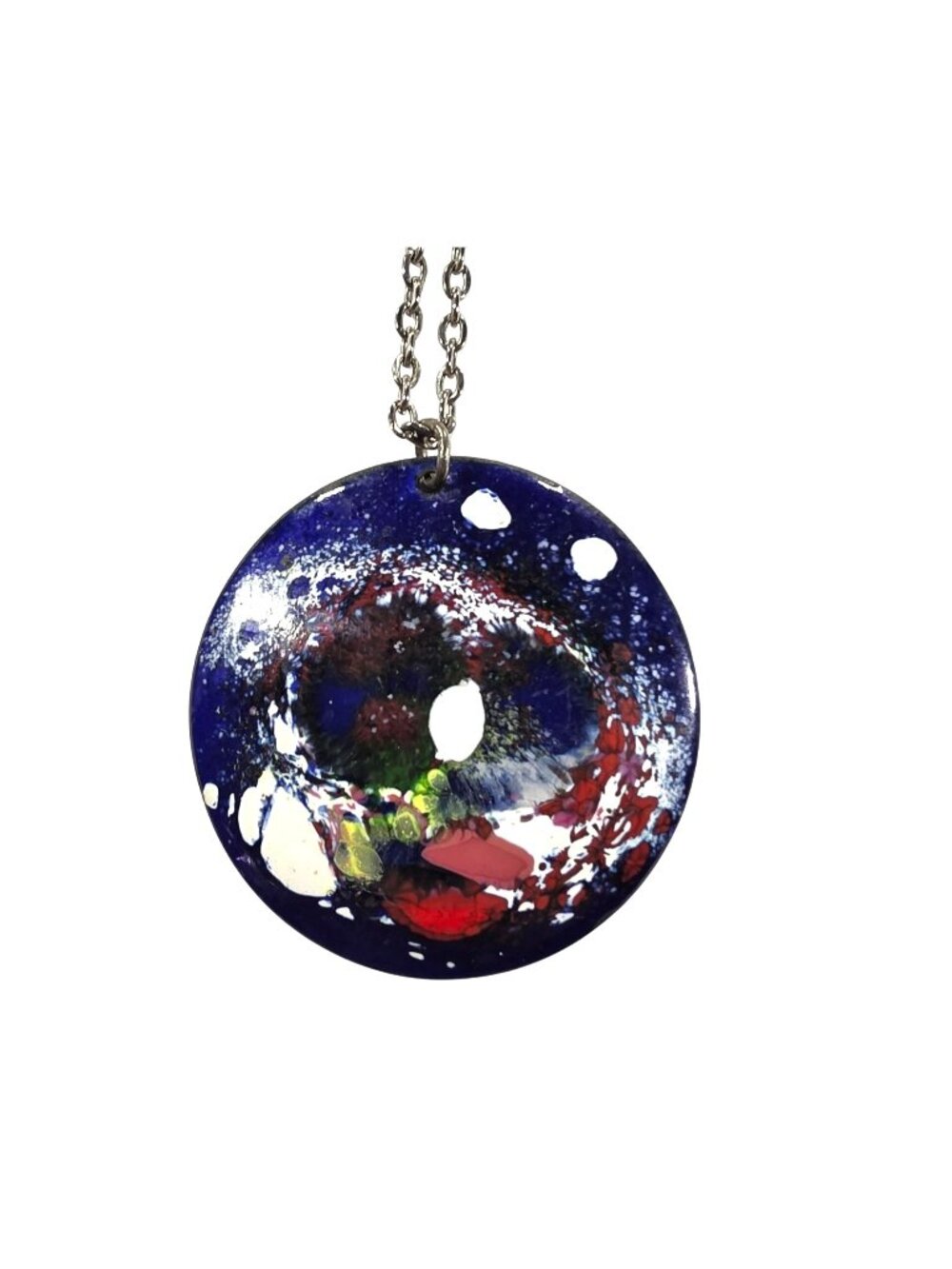 Hand-Painted Abstract Pendant Necklace Artsy Earth Universe Space womens Jewelry